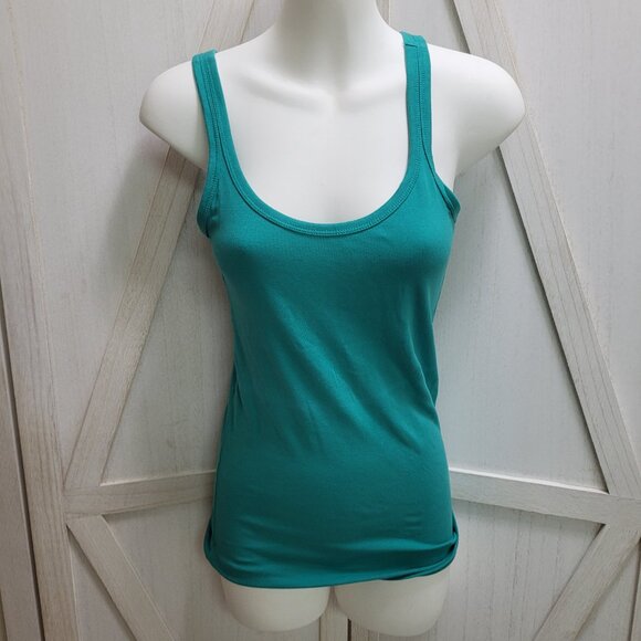 Two Banana Republic Basic Soft Cotton Blend Tank Tops, Teal and Black - Picture 5 of 7